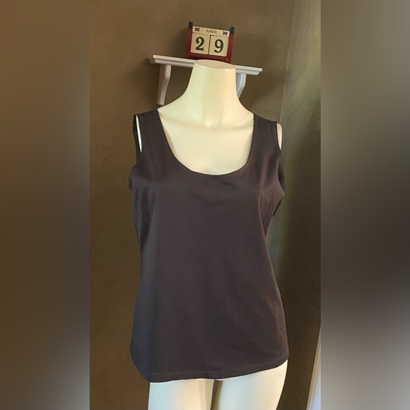 Chico's Vintage 80s Dark Brown Layer Tank Tip - Chico's Size 2 - L( 12) - Picture 1 of 8